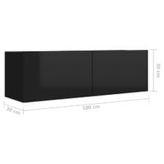 Greatstore 9 részes magasfényű fekete forgácslap TV-szekrényszett