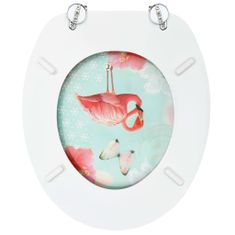 Greatstore flamingómintás MDF WC-ülőke fedéllel