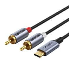 Ugreen CM451 audio kábel USB-C / 2x RCA M/M 1.5m, szürke