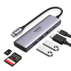 Ugreen CM511 HUB adapter USB-C - 2x USB / HDMI / USB-C PD 100W, szürke