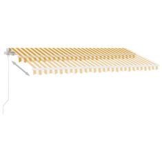 Vidaxl sárga és fehér kézzel kihúzható LED-es napellenző 450 x 350 cm 3069643