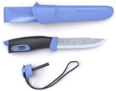 Morakniv 13572 Companion Spark Blue kültéri kés 10,4 cm, kék-fekete, TPE, hüvely, kovakővel