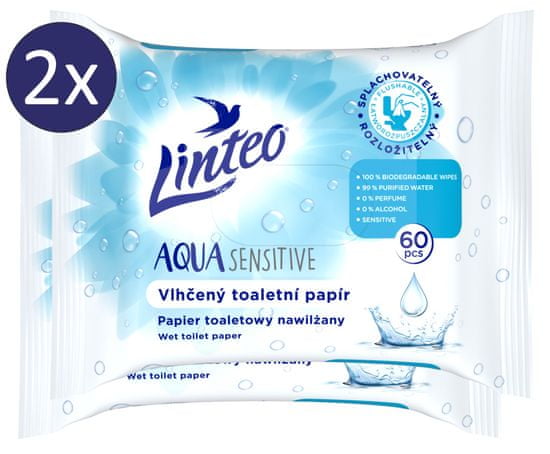 LINTEO Nedves toalettpapír Aqua Sensitive 2x 60db