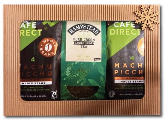 Cafédirect Machu Picchu 227g szemes kávé és 100g zöld szálas tea ajándékcsomag