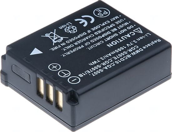 T6 Power akkumulátor Panasonic Lumix DMC-TZ3EF-S készülékhez, Li-Ion, 3,7 V, 1000 mAh (3,7 Wh), fekete