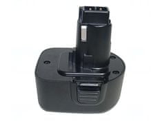 T6 power Akkumulátor Black and Decker CD431 készülékhez, Ni-MH, 12 V, 2000 mAh (24 Wh), fekete