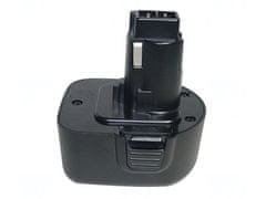 T6 power Akkumulátor Black and Decker CD1200 készülékhez, Ni-MH, 12 V, 2000 mAh (24 Wh), fekete