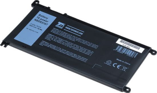 T6 power Akkumulátor Dell Latitude 14 3490 készülékhez, Li-Ion, 11,4 V, 3680 mAh (42 Wh), fekete