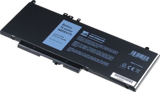 T6 power Akkumulátor Dell Latitude E5470 készülékhez, Li-Poly, 7,6 V, 8100 mAh (62 Wh), fekete