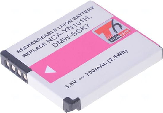 T6 Power akkumulátor Panasonic Lumix DMC-TS20D készülékhez, Li-Ion, 3,6 V, 700 mAh (2,5 Wh), fekete