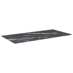 Greatstore fekete edzett üveg asztallap márványdizájnnal 100 x 50 cm 6 mm