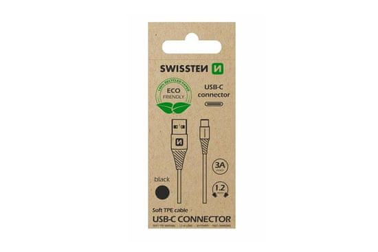 SWISSTEN USB / USB-C adatkábel, 1,2 m, fekete, eco csomag
