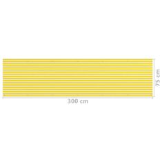 Greatstore sárga és fehér HDPE erkélytakaró 75 x 300 cm
