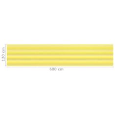 Greatstore sárga és fehér HDPE erkélyparaván 120 x 600 cm