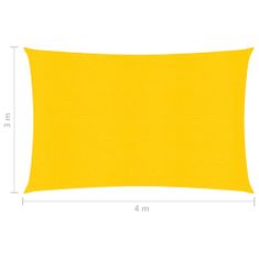 Greatstore sárga HDPE napvitorla 160 g/m² 3 x 4 m