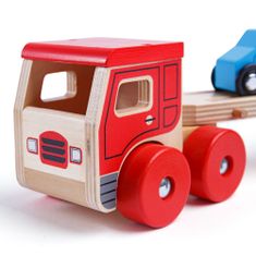 Bigjigs Toys Fából készült teherautó autókkal