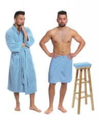 Interkontakt Világoskék szett: KIMONO fürdőköpeny + férfi szauna szett + törölköző Fürdőköpeny M-es méretű
