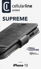CellularLine Prémium bőr tok típusú könyv Supreme az Apple iPhone 13-hoz SUPREMECIPH13K, fekete