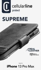 CellularLine Prémium bőr könyv típusú tok Supreme az Apple iPhone 13 Pro Max készülékhez SUPREMECIPH13PRMK, fekete
