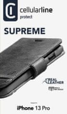 CellularLine Prémium bőr könyv típusú tok Supreme az Apple iPhone 13 Pro készülékhez SUPREMECIPH13PROK, fekete