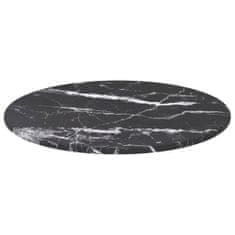 Greatstore fekete edzett üveg asztallap márványdizájnnal Ø 30 x 0,8 cm