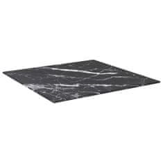 Greatstore fekete edzett üveg asztallap márványdizájnnal 50 x 50 cm 6 mm