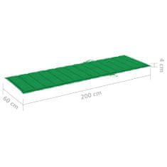Greatstore zöld szövet napozóágypárna 200 x 60 x 4 cm