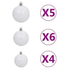 Vidaxl 61 részes fehér-szürke karácsonyi gömbszett csúccsal + 150 LED 330099