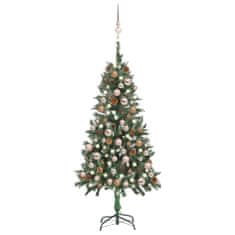 Greatstore műkarácsonyfa LED-ekkel, gömbökkel és tobozokkal 150 cm