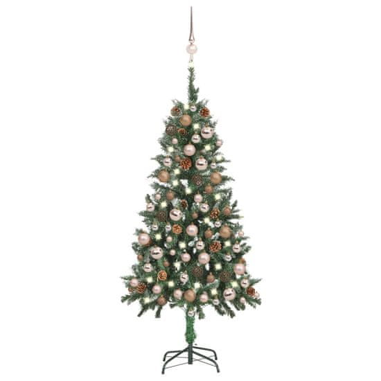 Greatstore műkarácsonyfa LED-ekkel, gömbökkel és tobozokkal 150 cm