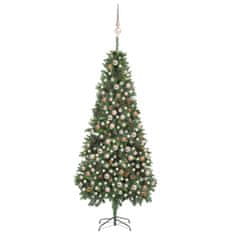 shumee műkarácsonyfa LED-ekkel, gömbökkel és tobozokkal 210 cm