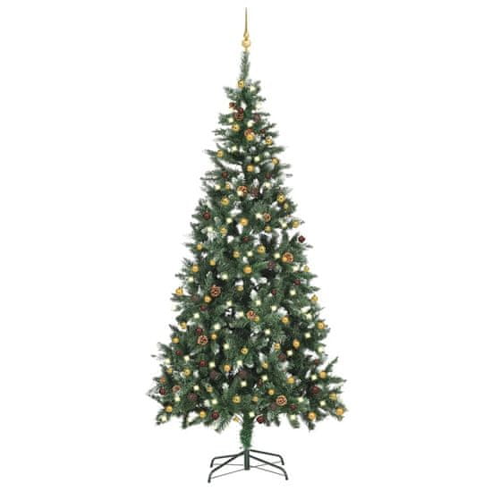 Greatstore műkarácsonyfa LED-ekkel és gömbökkel 210 cm