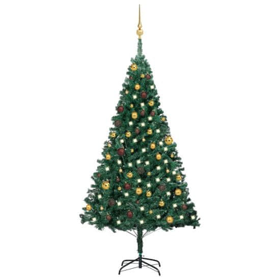 shumee zöld PVC műkarácsonyfa LED-ekkel és gömbszettel 180 cm