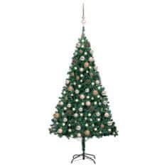 Vidaxl zöld PVC megvilágított műkarácsonyfa gömb szettel 180 cm 3077622