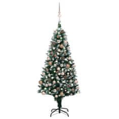 Greatstore műkarácsonyfa LED-ekkel, gömbszettel és tobozokkal 180 cm