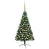 zöld fél műkarácsonyfa LED fényekkel és gömbszettel 180 cm