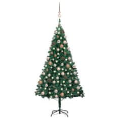 shumee zöld PVC műkarácsonyfa LED-ekkel és gömbszettel 150 cm 