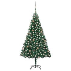 shumee zöld PVC műkarácsonyfa LED-fényekkel és gömbszettel 210 cm 