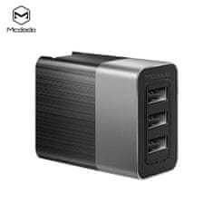 Mcdodo töltő Cube sorozat 220V, EU/USA/UK aljzat, 3x USB, 3.4A, kábel nélkül, fekete