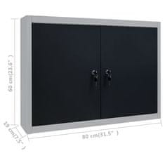 Vidaxl szürke és fekete ipari stílusú fém fali szerszámos szekrény 145365