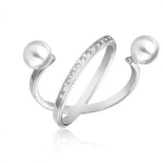 Emily Westwood Elegáns acél gyűrű gyöngyökkel WR1023S
