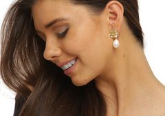 JwL Luxury Pearls Gyönyörű aranyozott fülbevaló igazi barokk gyöngyökkel JL0724