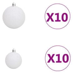 shumee 120 részes fehér-szürke karácsonyi gömbszett csúccsal + 150 LED