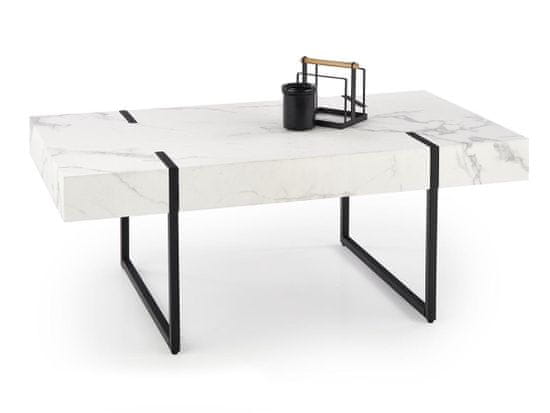 Halmar Kávézóasztal fehér - fehér márvány / fekete