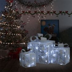 shumee 3 darab ezüst kül- és beltéri dekoratív karácsonyi ajándékdoboz