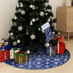 Greatstore fényűző kék szövet karácsonyfatalp-takaró zoknival 90 cm