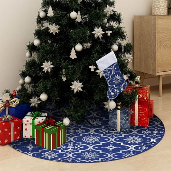 Greatstore fényűző kék szövet karácsonyfatalp-takaró zoknival 150 cm