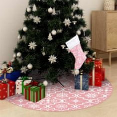 Greatstore fényűző rózsaszín szövet karácsonyfatalp-takaró zoknival 150 cm