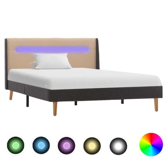 shumee krémszínű szövetkárpitozású LED-es ágykeret 120 x 200 cm