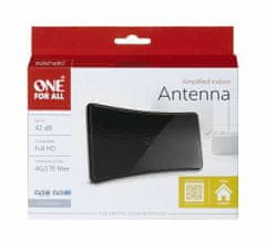 One For All SV9420 Amplified beltéri TV antenna 42dB-ig, görbe fekete, beltéri antenna, fekete